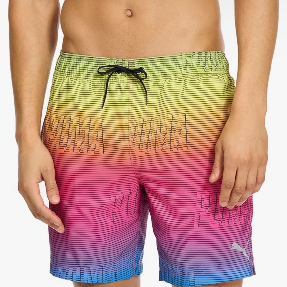 NWT Puma Men’s Between the Lines Volley Swim Board Shorts Size Large Multi Color